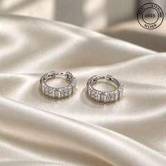 Luxe Radiance 925 Sterling Silver Hoop Earrings