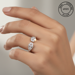 Twin Bloom 925 Sterling Silver Open Ring