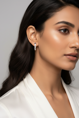 925 Sterling Silver Heart Crystal Huggie Hoop Earrings