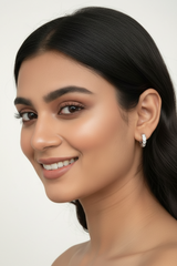925 Sterling Silver Twisted Zircon Hoop Earrings