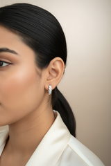 925 Sterling Silver Twisted Zircon Hoop Earrings