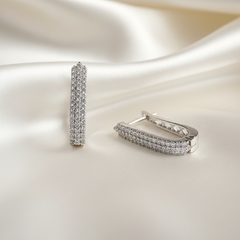 925 Sterling Silver Diamond-Style Hoop Earrings