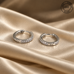 Eterna Sparkle 925 Sterling Silver Hoop Earrings