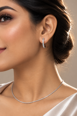 Eterna Sparkle 925 Sterling Silver Hoop Earrings