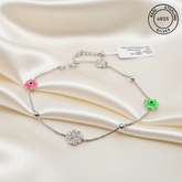 925 Sterling Silver Evil Eye Anklets(pair)