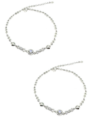 925 Sterling Silver Sparkling Anklets(pair)