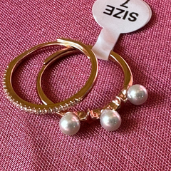 925 Sterling Silver Pearl And Zircon Duo Ring