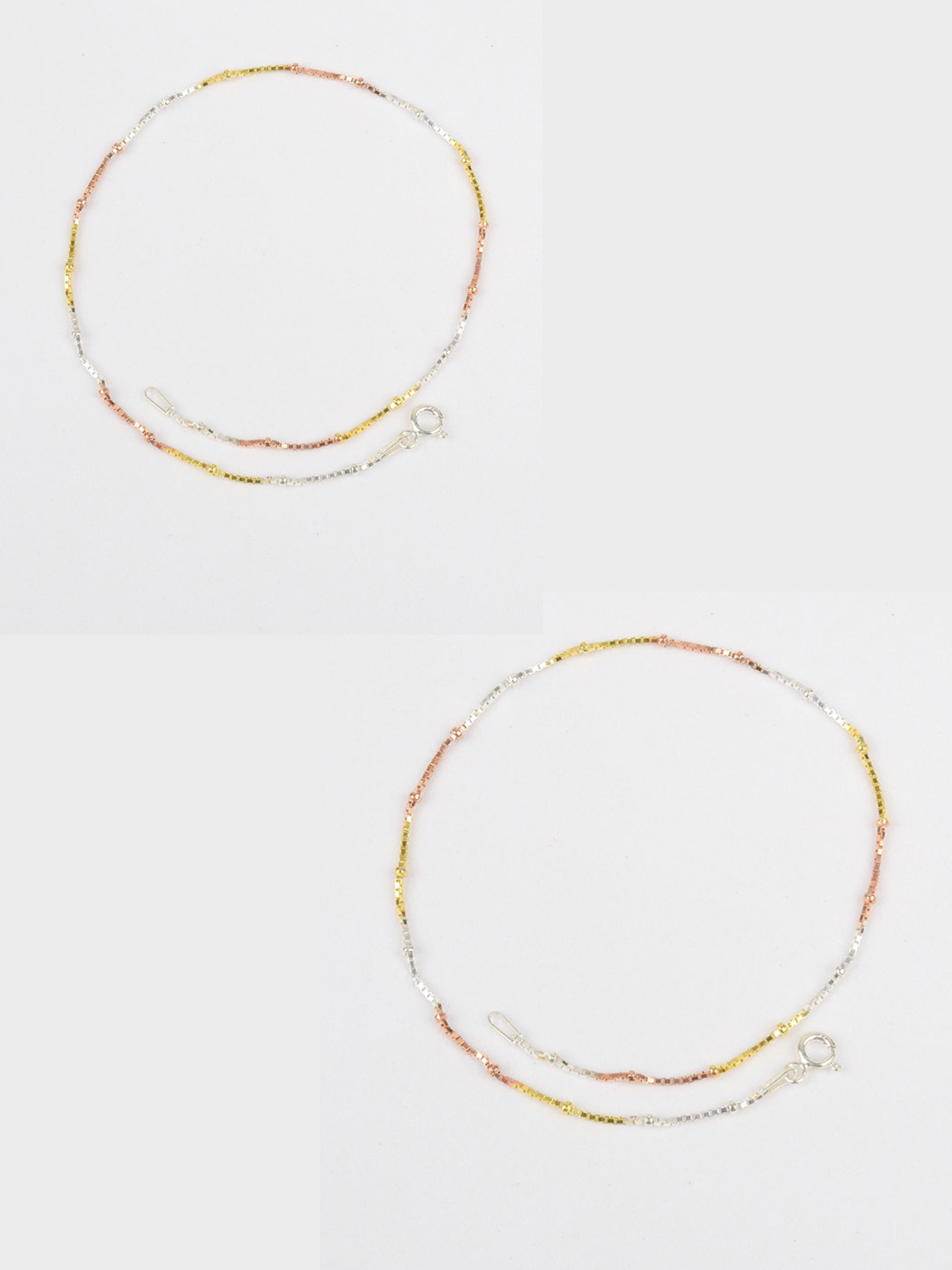 925 Sterling Shimmering Silver Anklets(pair)