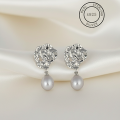 Silver Molten Pearl Drop Dangles