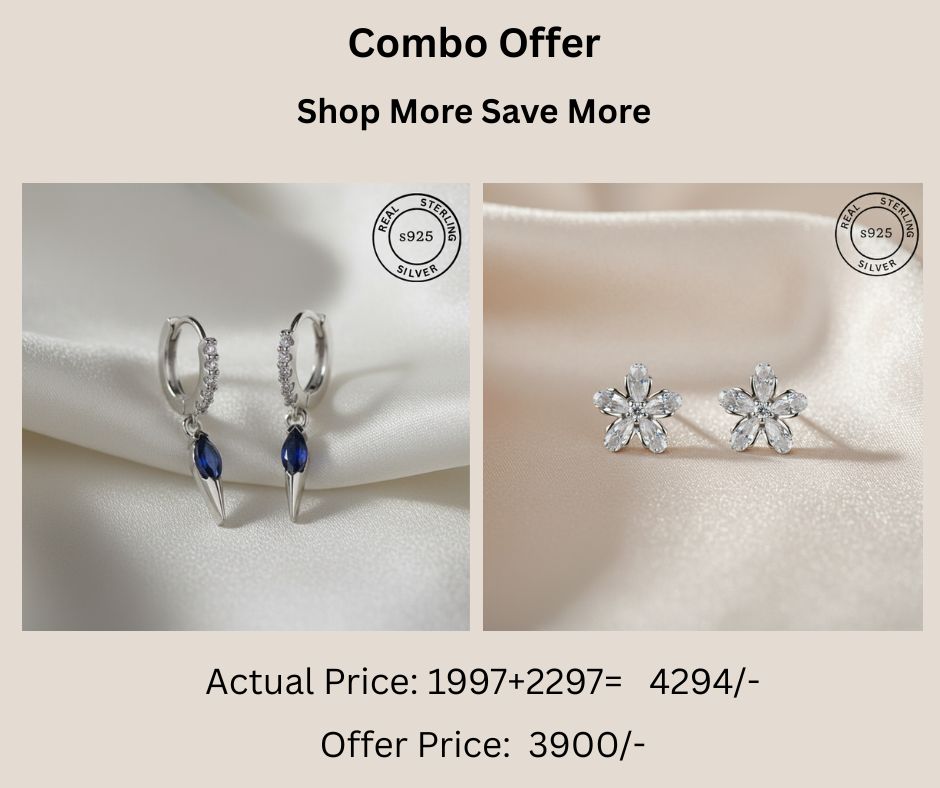 925 Sterling Silver Studs & Earrings Combo