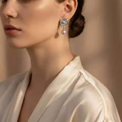 Silver Molten Pearl Drop Dangles