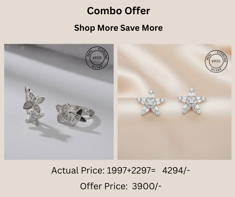 925 Sterling Silver Studs & Earrings Combo