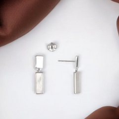Silver Mother Of Pearl Rectangular Dangles
