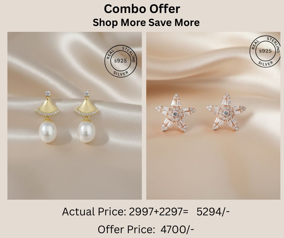 925 Sterling Silver Studs & Earrings Combo