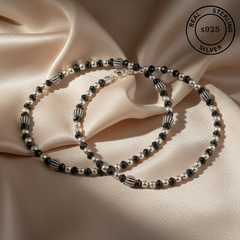 925 Sterling Silver Midnight Elegance Anklets