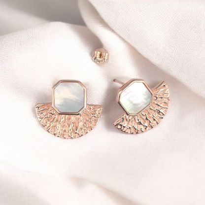 Rosegold Mother Of Pearl Textured studs