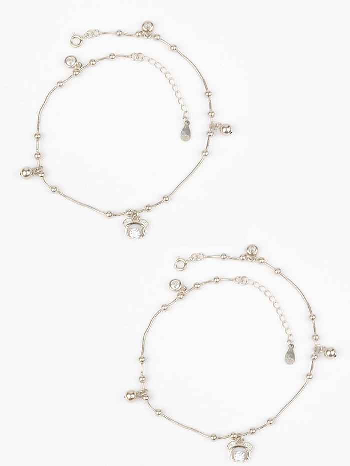 925 Sterling Silver Swirl Anklets(pair)