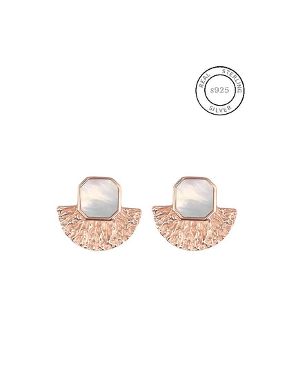 Rosegold Mother Of Pearl Textured studs