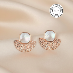 Rosegold Mother Of Pearl Textured studs
