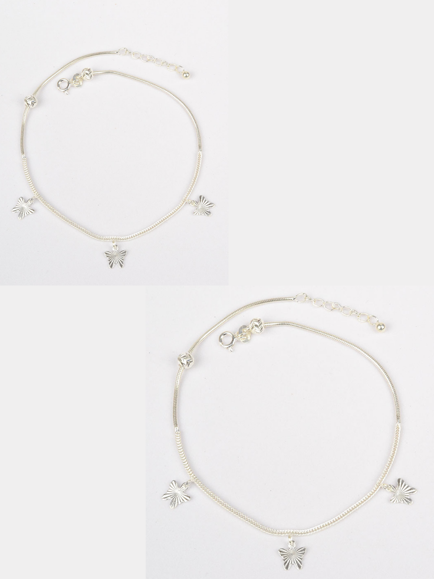 925 Sterling Silver Butterfly Dance Anklets(pair)