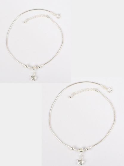 925 Sterling Starlit Silver Anklets(pair)