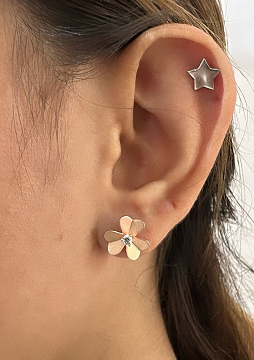 925 Sterling Silver RoseGold Flower Studs