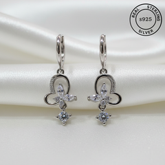925 Sterling Silver Butterfly Drop Hoops