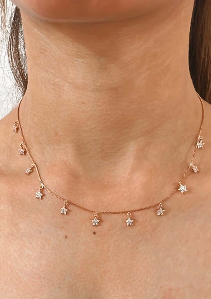 925 Sterling Rosegold Star Elegance Necklace