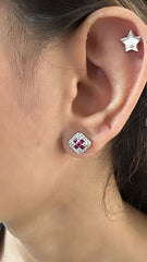 925 Sterling Silver Ruby Red Zircon Studs