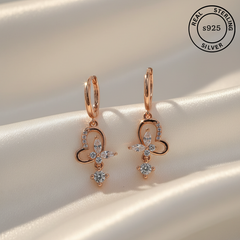 925 Sterling Silver Rosegold Drop Hoops