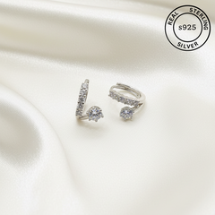Celeste Solitaire Huggie Hoop Earrings in 925 Sterling Silver