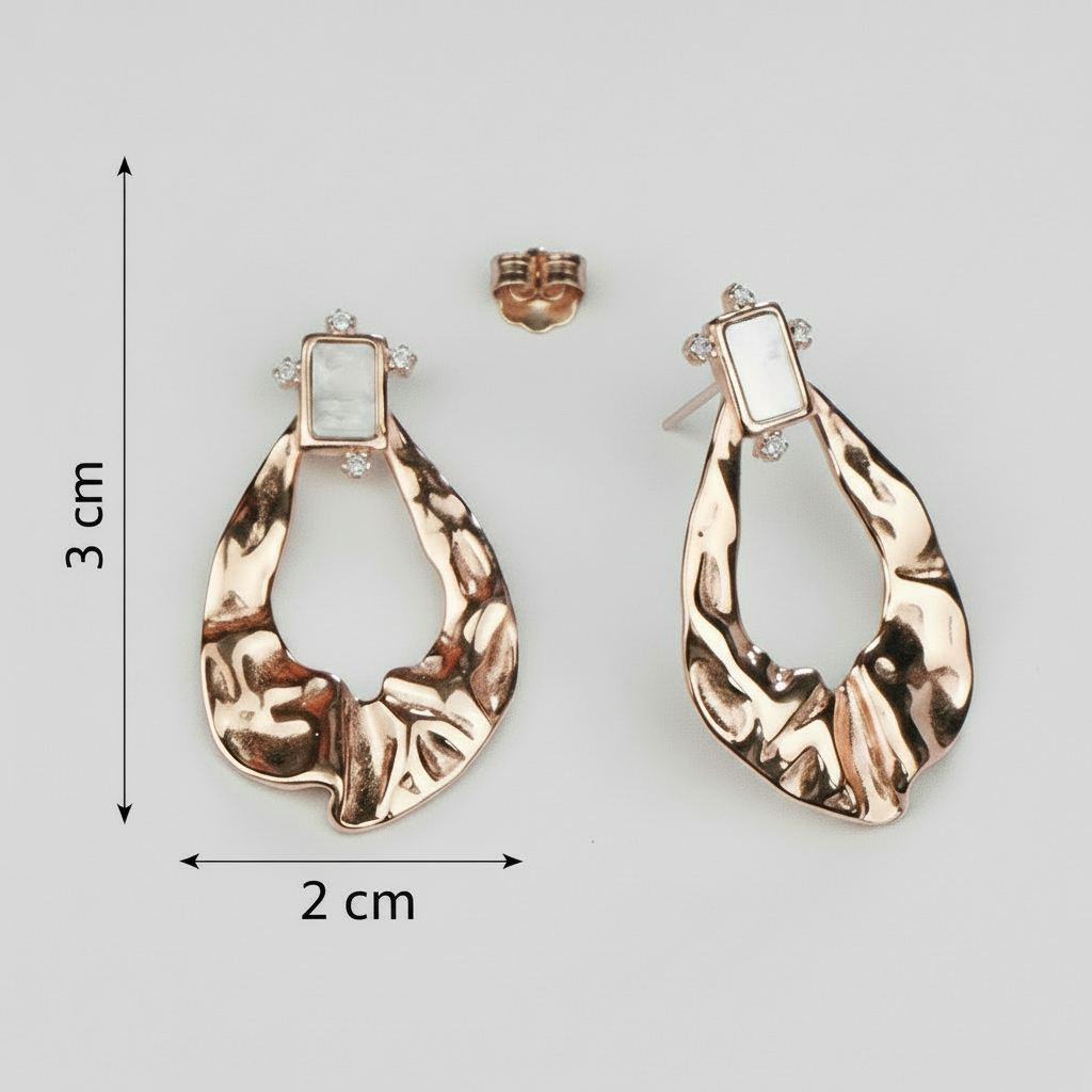 Rosegold Lava Drop Dangles with measurements