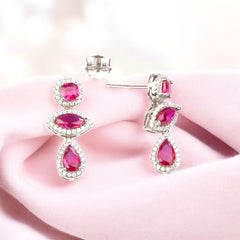 Silver Rani Pink Drop Danglers