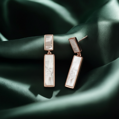Rosegold Rectangle Mother of Pearl Dangles