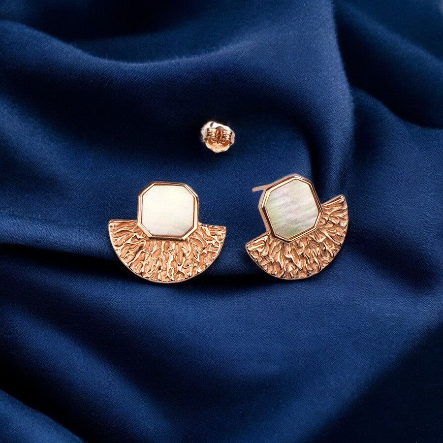 Rosegold Mother Of Pearl Textured studs