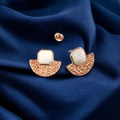 Rosegold Mother Of Pearl Textured studs