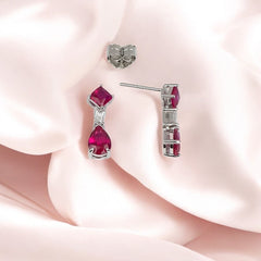 Silver Rani Pink Hue Danglers