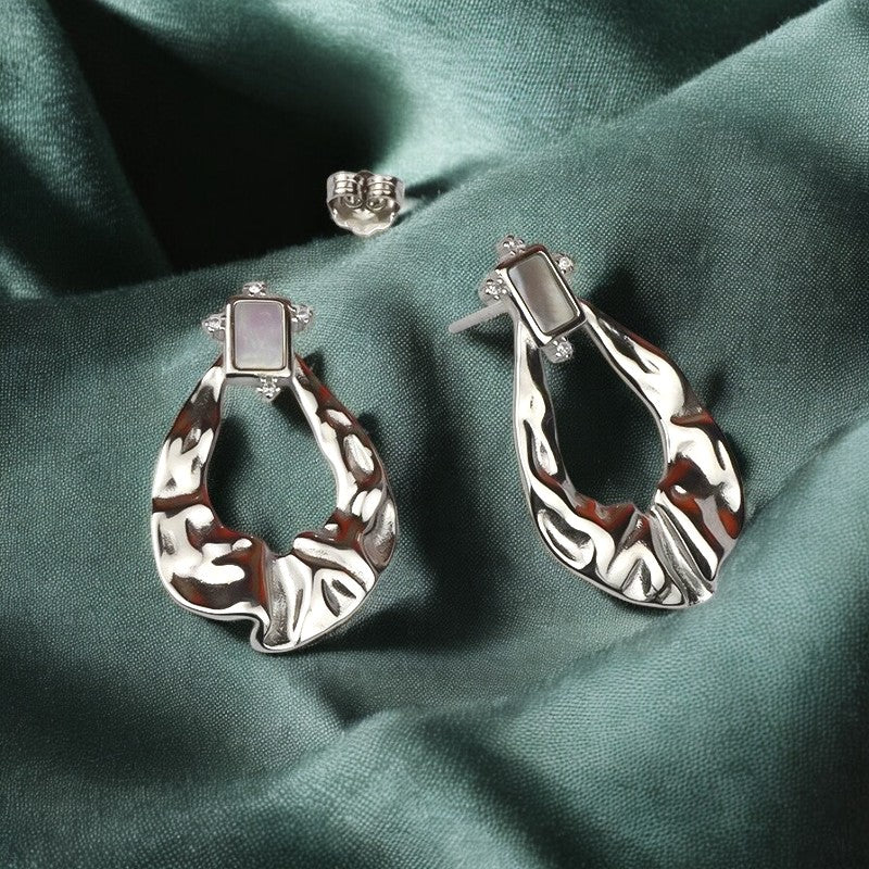 Silver Lava Drop Dangles