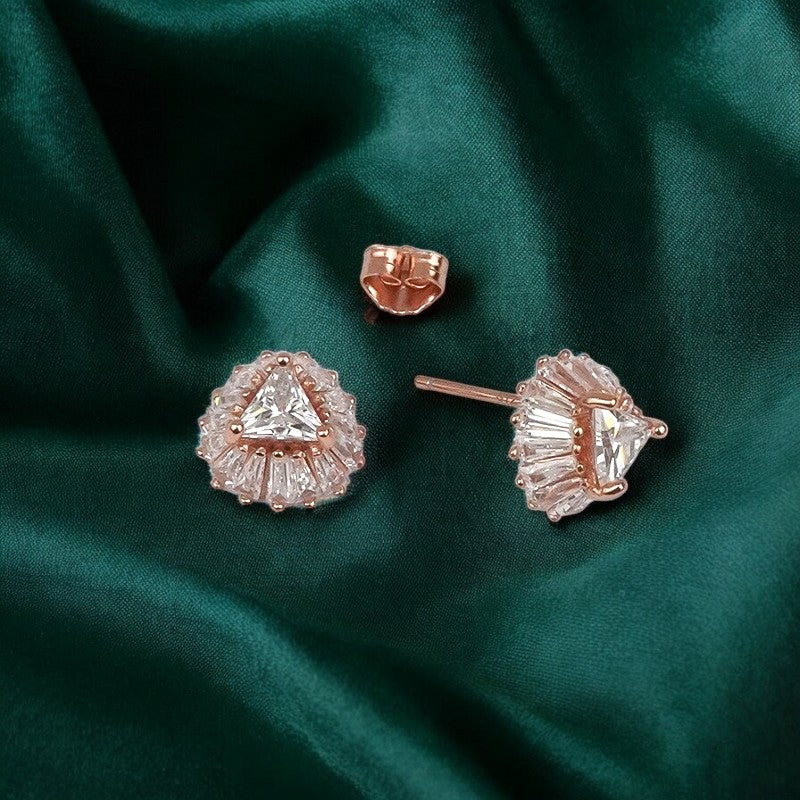 Rosegold Zircon Radiant Studs
