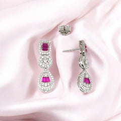 Silver Rani Pink Danglers