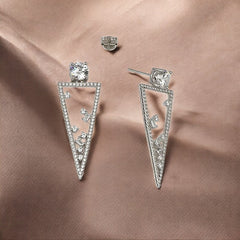 Silver Sleek Triangular Danglers