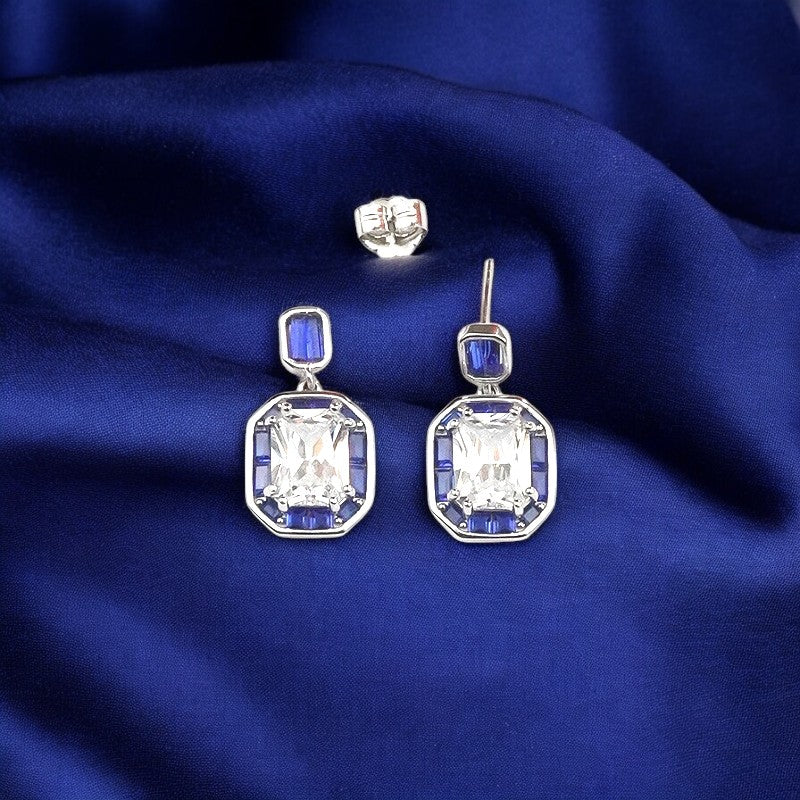 Silver Royal Blue Elegance Danglers