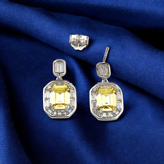 Silver Sapphire Yellow Dangles