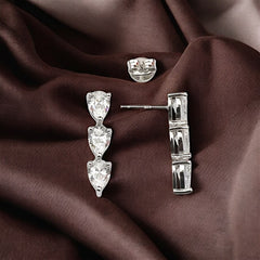 Silver Sleek Zircon Dangles