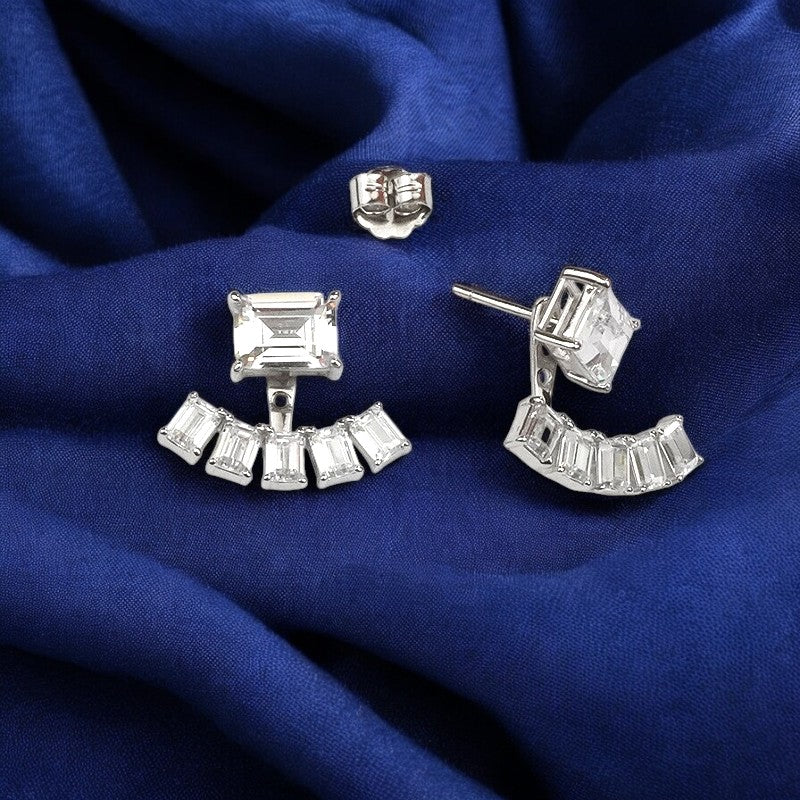 Silver Radiant Duo Zircon Studs
