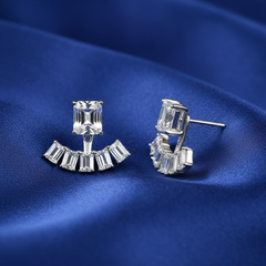 Silver Radiant Duo Zircon Studs