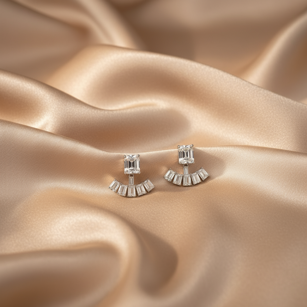 Silver Radiant Duo Zircon Studs