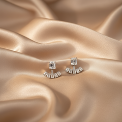 Silver Radiant Duo Zircon Studs