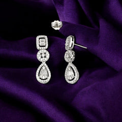 Silver Zircon Drop Dangles