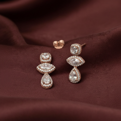 Rose gold earrings with Rosegold Zircon Drop Danglers